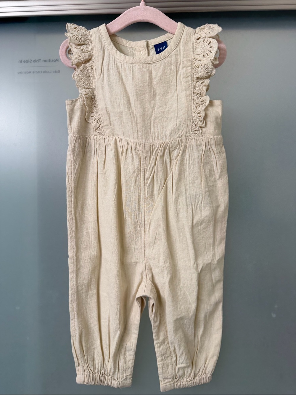 Old Navy Cream Lace-Trim Cotton Romper